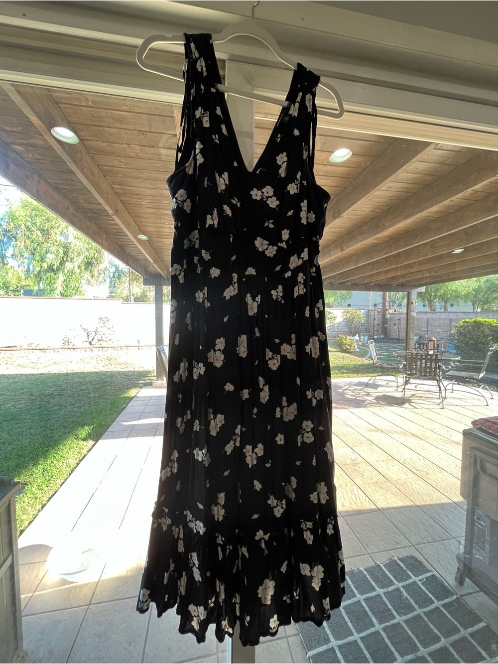 torrid Black Floral Maxi Dress with White Blossom Print